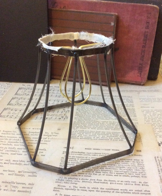 Vintage Metal Lamp Shade Frame Altered Art Mixed Media