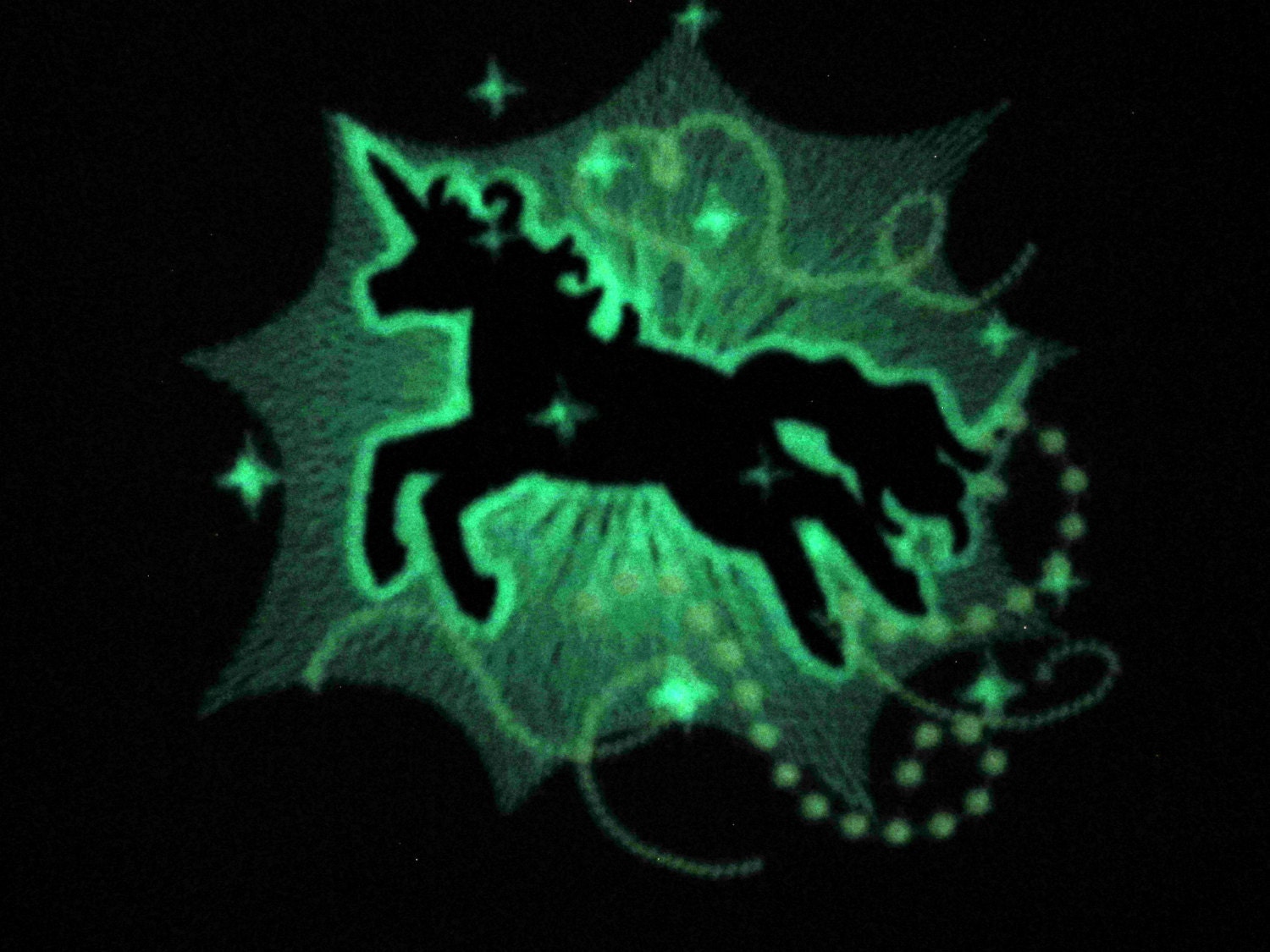 Unicorn / Glow in the dark special designed machine embroidery