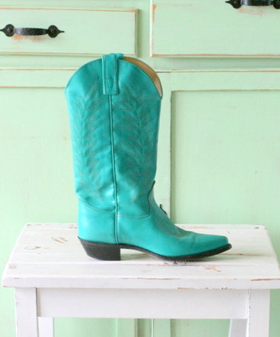 teal cowboy boots for women