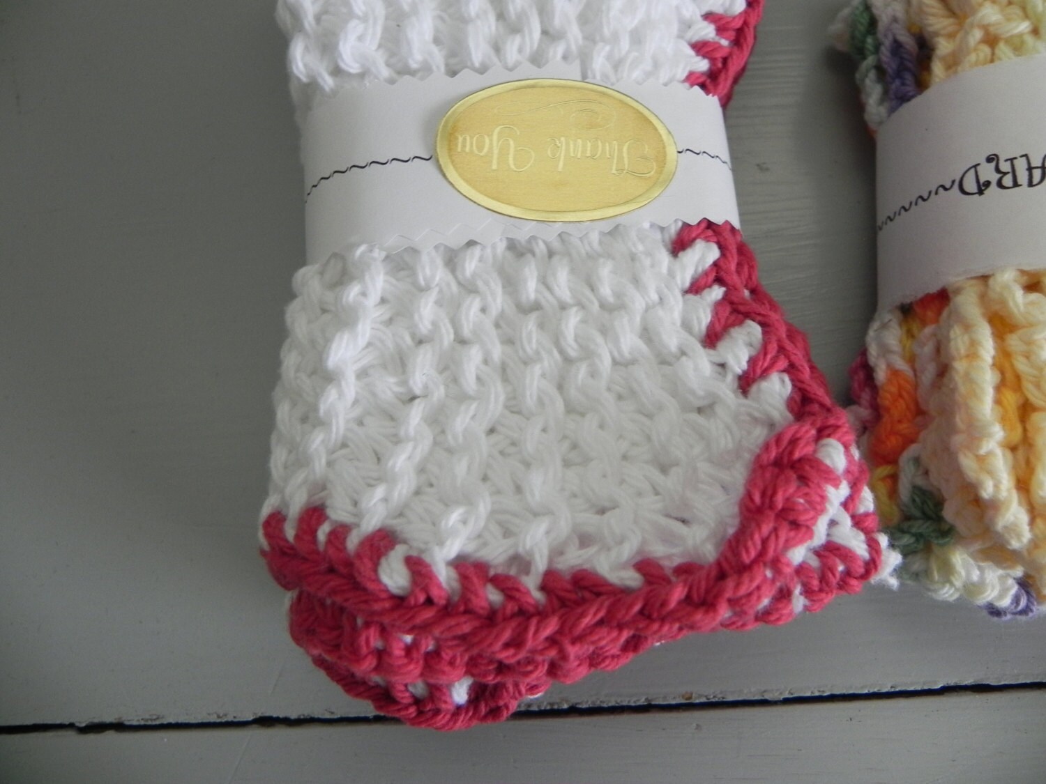 Hand Knitted Dishcloth with Crocheted edging 3 by rustycupboard