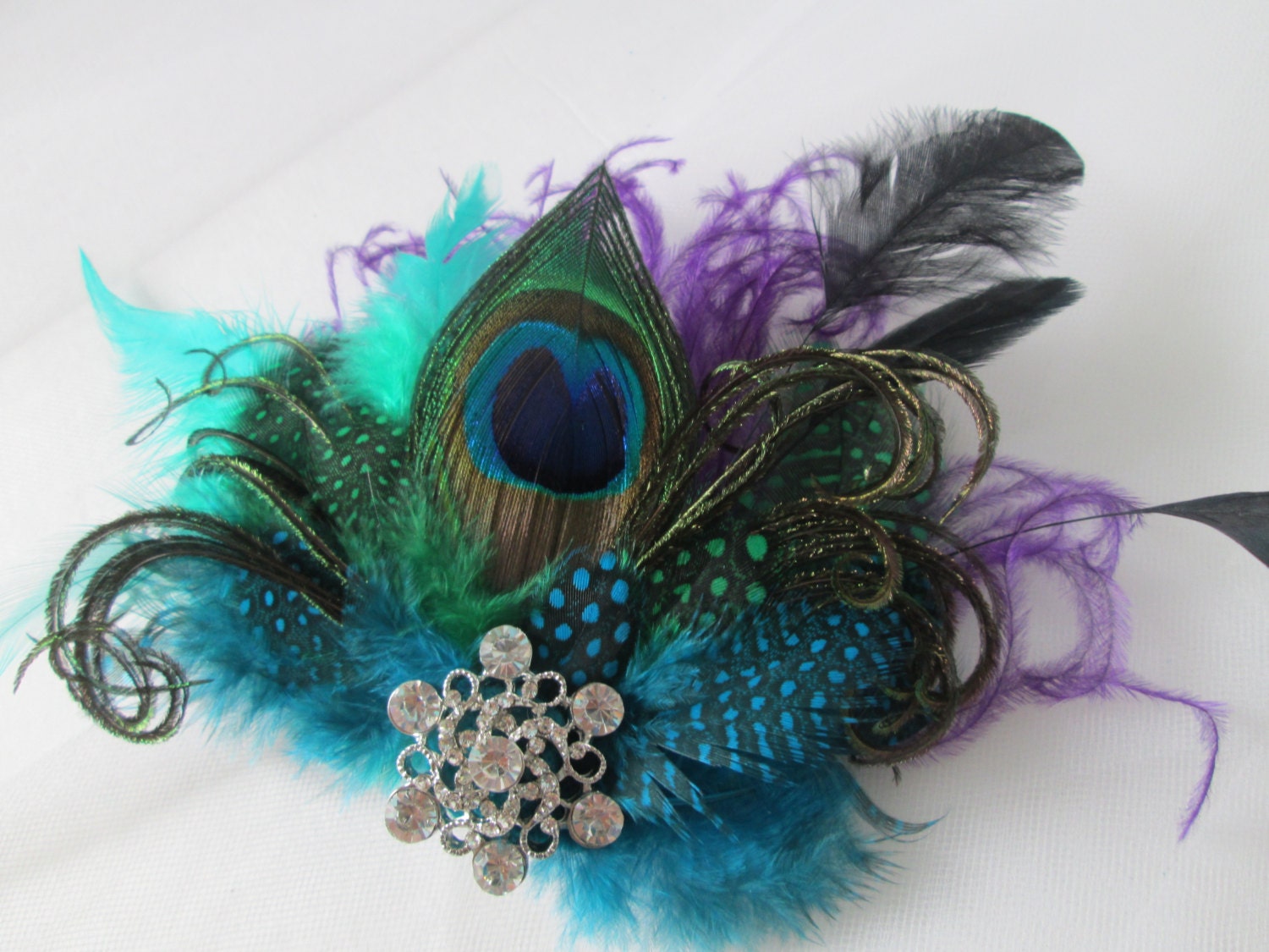 Peacock Feather Wedding Fascinator Teal Blue Bridal Head