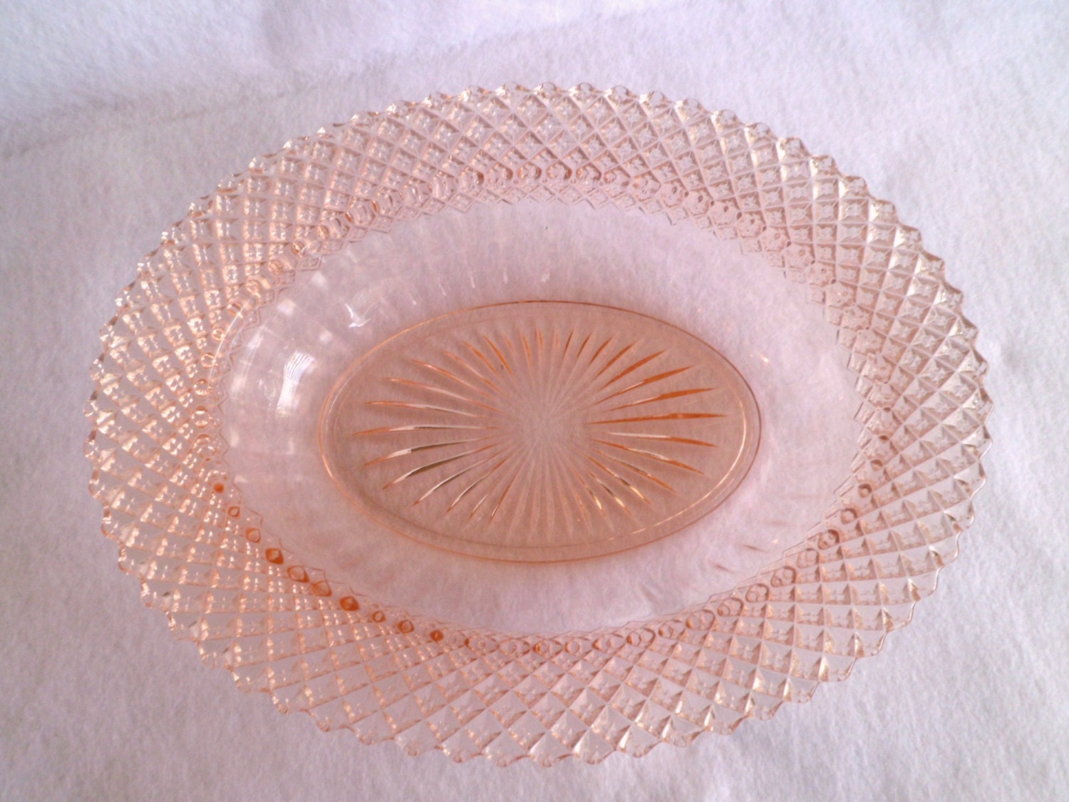 Miss America Pattern Pink Oval Bowl Depression Glass Hocking Glass Haute Juice 