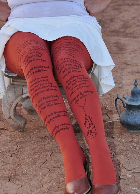 Winnie the Pooh - Tights - printed Quotes - printed tights - text tights - Available in variaty of colors