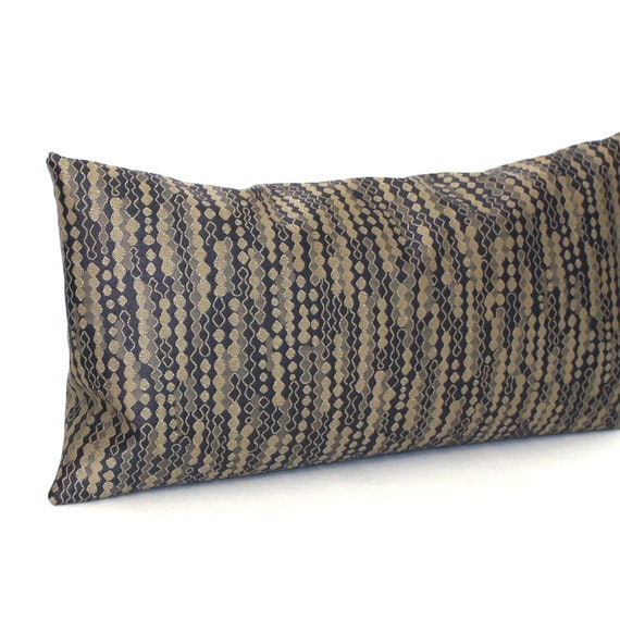 Lumbar Pillow Grey and Beige Oblong Throw by couchdwellers