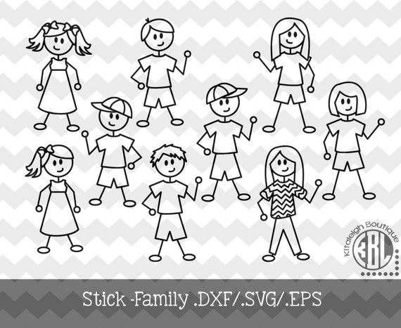 Download Stick Family .DXF/.SVG/.EPS File for use with your Silhouette
