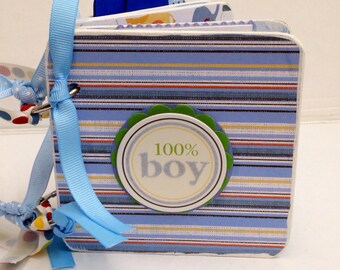 Baby Boy Scrapbook premade chipboard mini scrapbook album-4x4