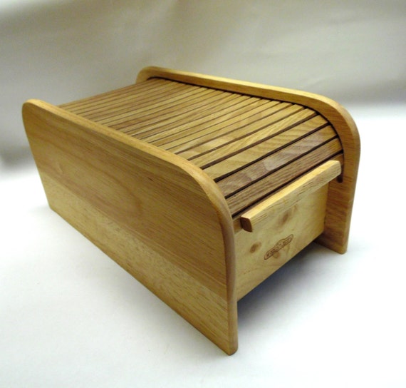 Large Roll Top Wood Recipe Box Extra Long Wood Index Card