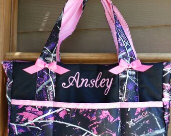 Muddy girl camo diaper bag, baby bag**custom handmade**embroidered/personalized/monogrammed**limited quantity available*pink and purple