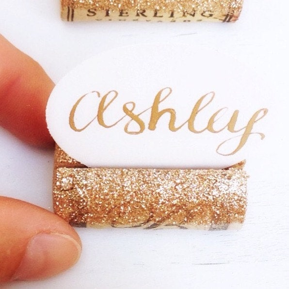 gold glitter place card holder place card