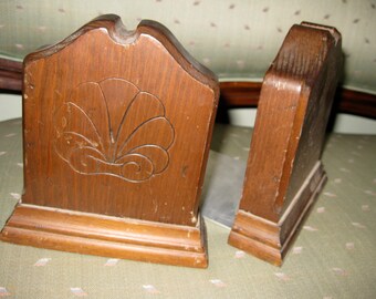 Three Mountaineers Wooden Bookends Mid Century