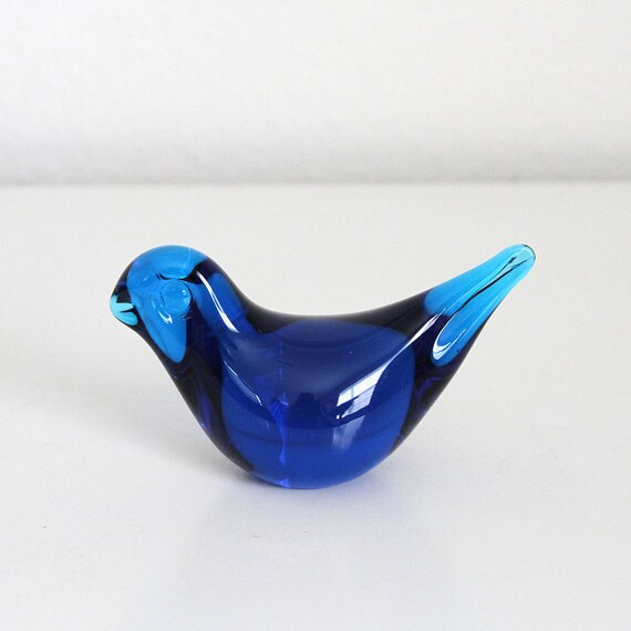 Cobalt Blue Glass Bird Figurine by farmorshouse on Etsy