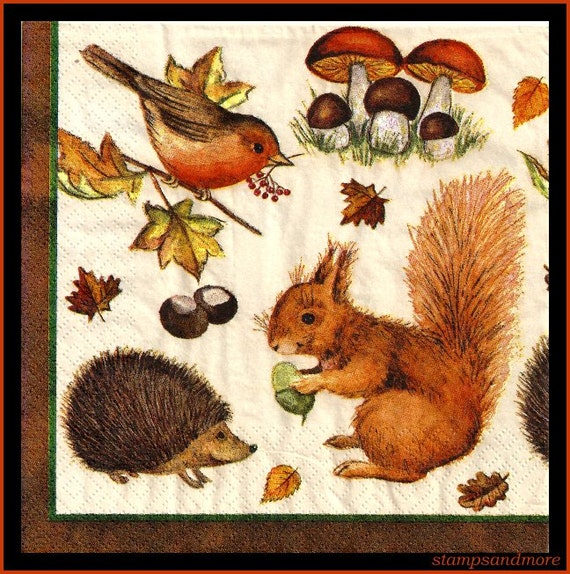 large animals decoupage decoupage Woodland napkins large animals on 4 paper a plus