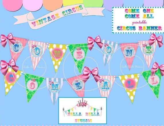 CIRCUS BANNER ~ BUNTING ~ Printable Instant Download Il_570xn