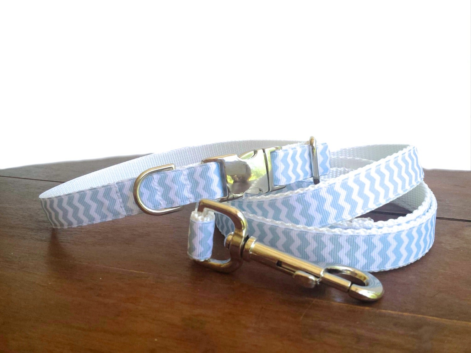 White Dog Collar and Leash Set Wedding Dog Collar by MuttsnBones