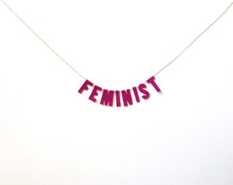 Magenta pink Feminist felt banner, feminist wall hanging