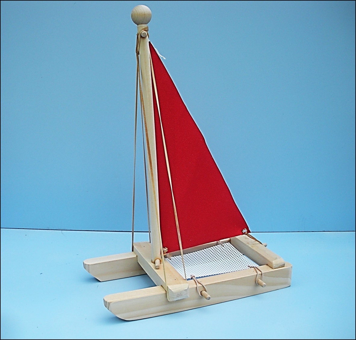 SAILBOAT Red Toy Sailboat Wood Toy Boat Pool Toy Wooden