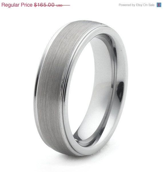 Now On Sale Mens Tungsten Wedding Band - With Grooved Lines