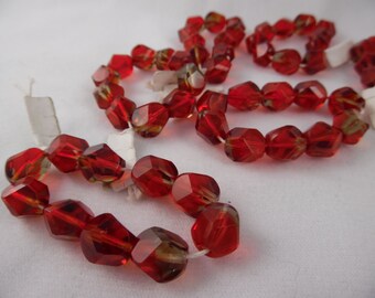 Glass Beads Ruby Red 8 mm Faceted Pkg of 22