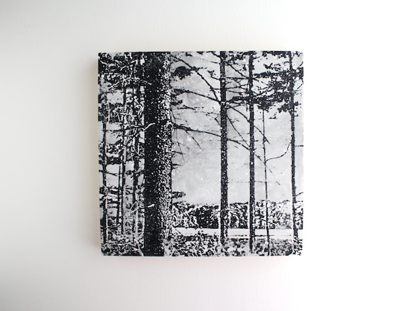 Winter Forest - Mixed Media - Screen Print on Wood