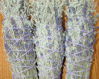 Smudge Bundles, Sage and Lavender , Hemp String, Smudge Sticks