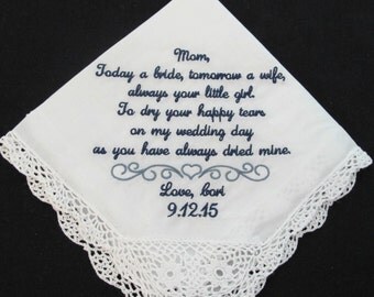 Mother of the Bride Embroidered Wedding Handkerchief
