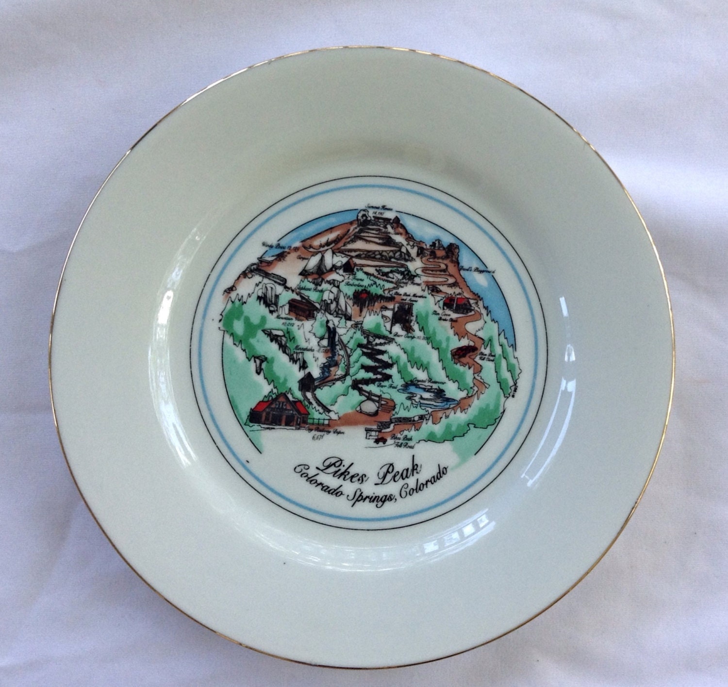 Vintage Pikes Peak Souvenir Collectors Plate Porcelain