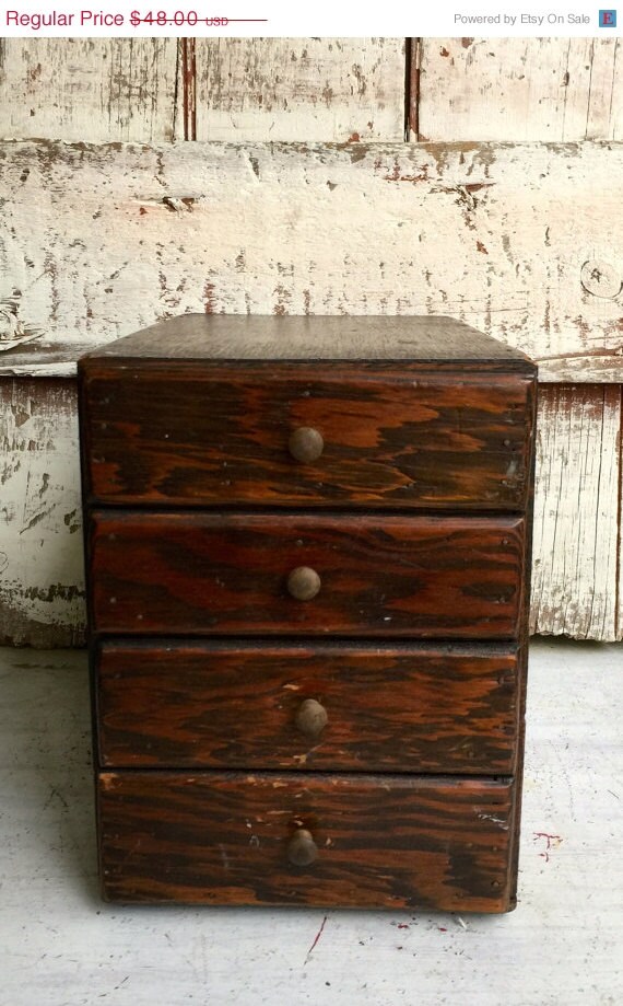 Vintage Wooden Box with drawers primitive by LititzCarriageHouse