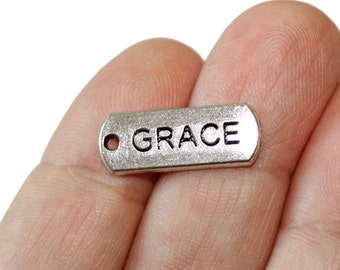 10 Grace Charms Antique Silver Tone - CH365