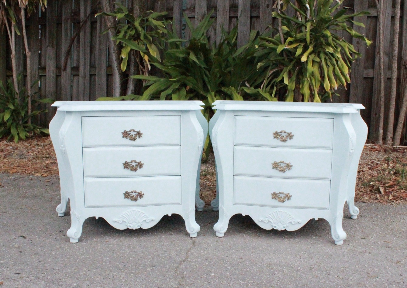 Pair of Vintage Hollywood Regency Small Dresser End Tables Haute Juice