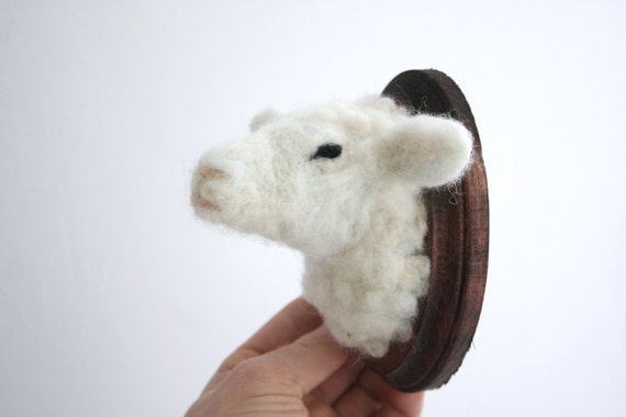 Wool Felt Sheep (Ovis aries) Faux-Taxidermy