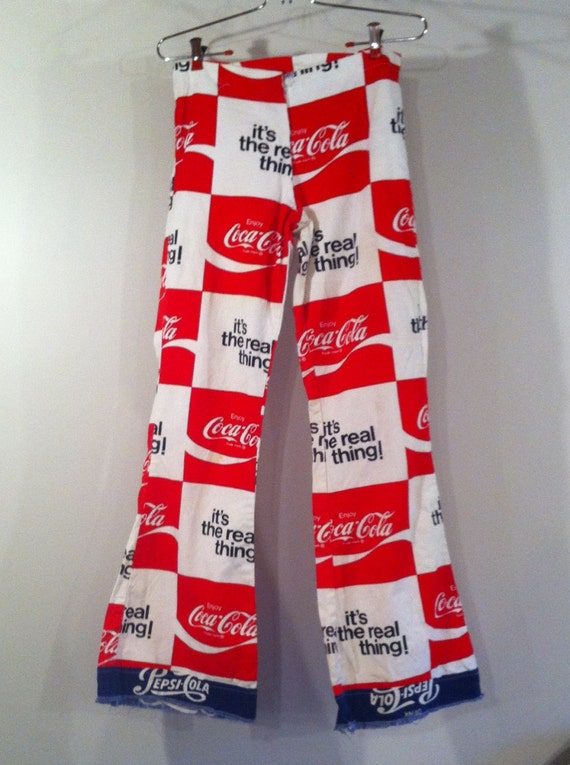 Hippie clothes-Coca-cola advertising pants 1960s pants bell