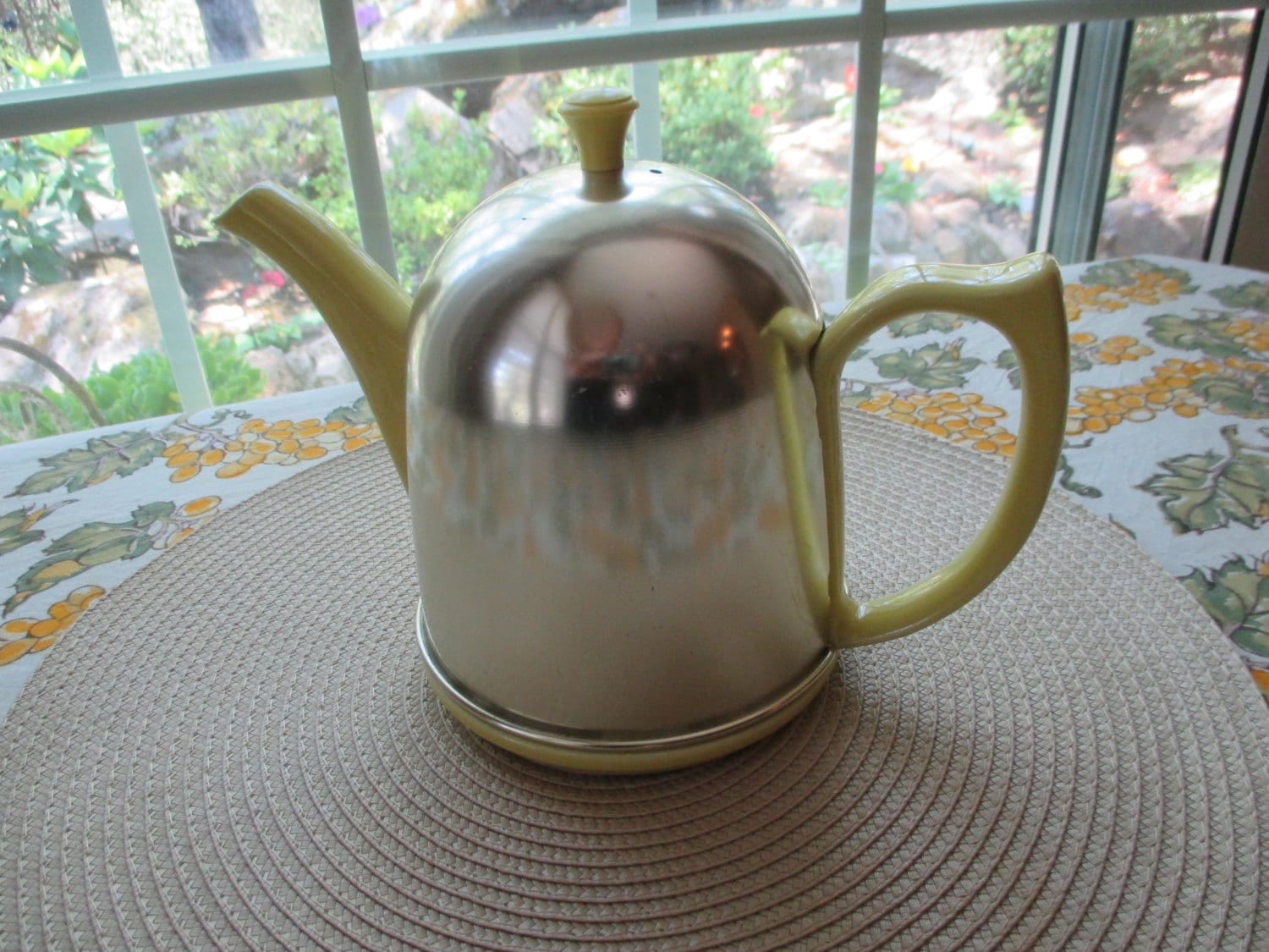 Vintage Hall China Yellow Tea Pot & Aluminum Cozy Cover Haute Juice