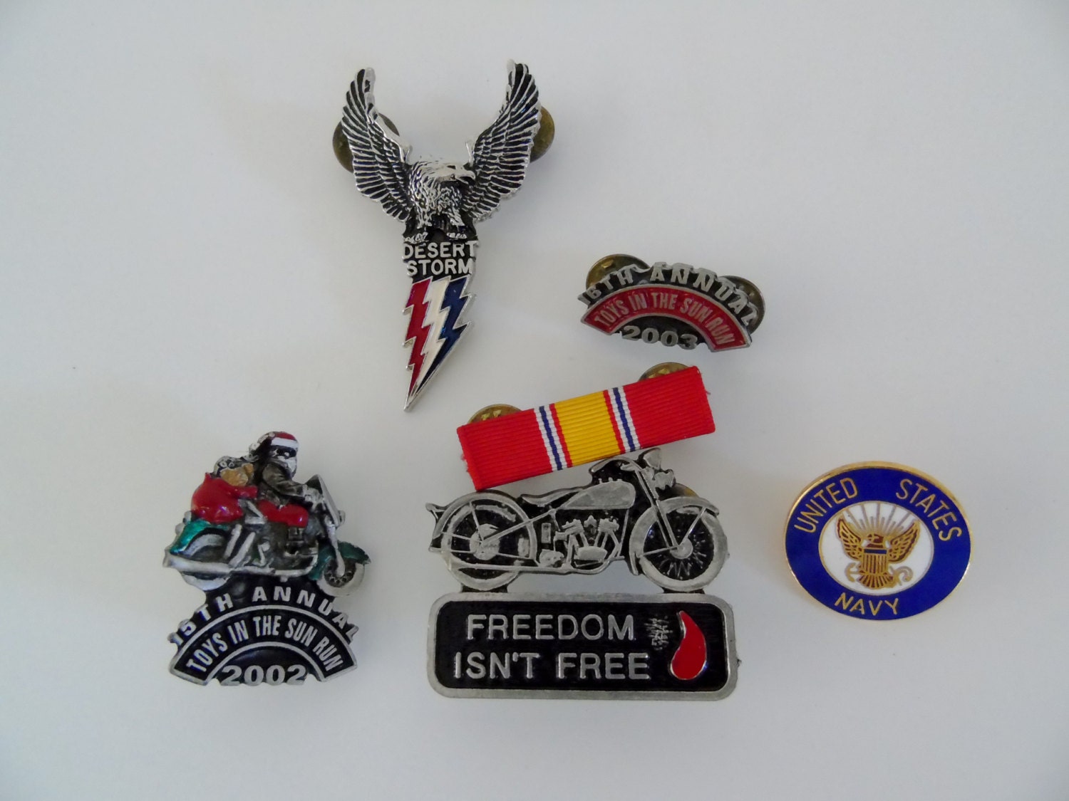 Biker Pins US Army Veterans Vest Jacket Pins Desert Storm US