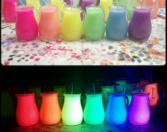 UV Wax Play Pitcher Candle - Low Temp - BDSM - fluorescent Kink candles - Unscented Bondage Candle - Black Light Reactive