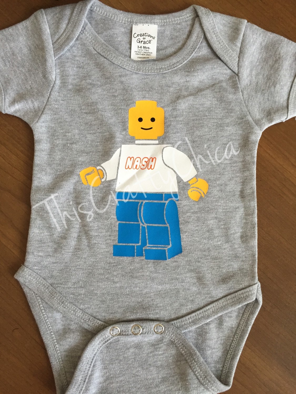 Personalized Lego inspired onesie for baby short sleeve