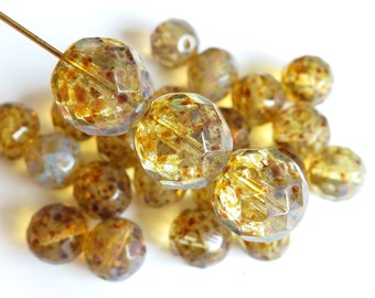 Czech Glass Firepolish Beads - Crystal Full Picasso - 12mm