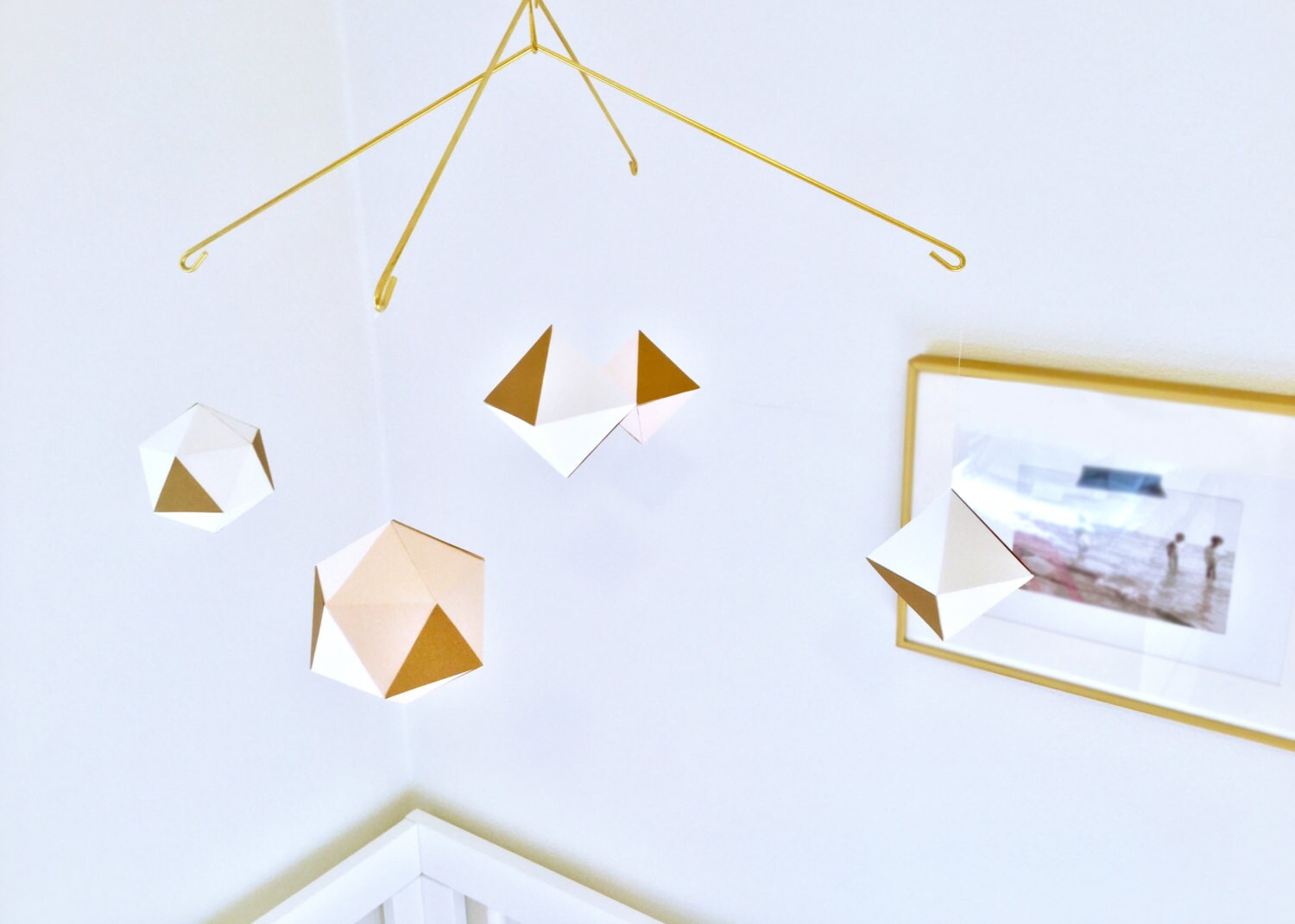 modern geometric mobile baby mobile nursery mobile white