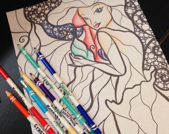 Stained Glass Sleeping Beauty Coloring Sheet by