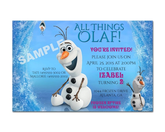 frozen olaf digital birthday invitation you print by bdesigns4you