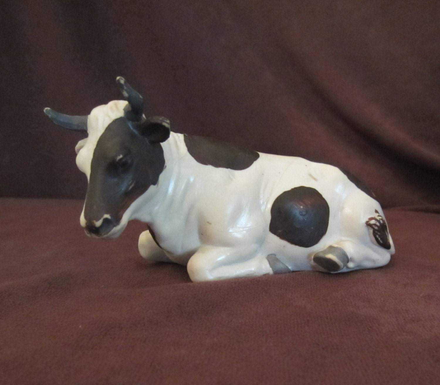 Molded Rubber Farm Animal Vintage Toy Holstein Cow