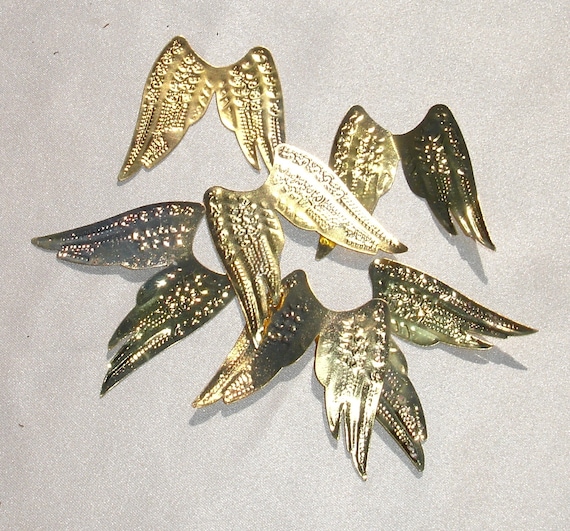 Small Gold Metal Angel Wings Craft Supply 6 pcs
