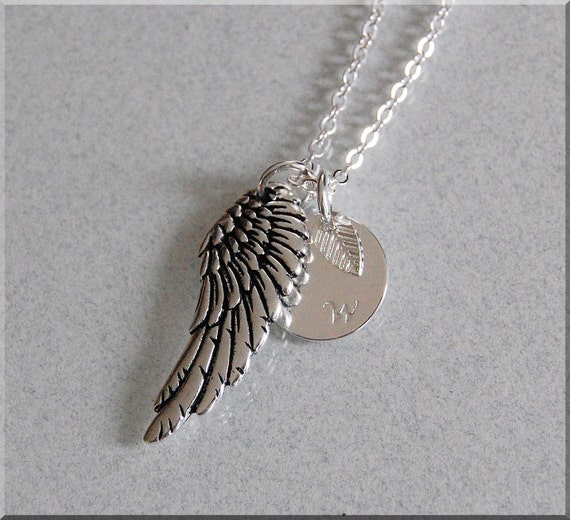 Items similar to Personalized Angel Wing Necklace, Wing Necklace, Angel
