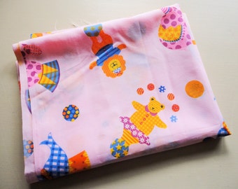 circus novelty print vintage cotton blend fabric -- 44 wide by 1 yard