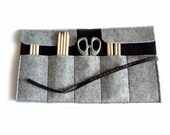 Roll felt  pencil case black and grey