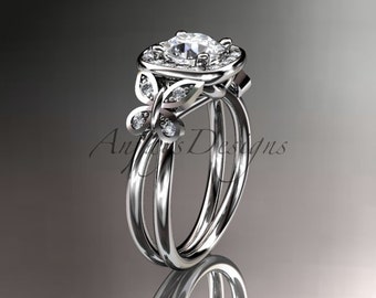 14kt white gold diamond butterfly wedding ring by anjaysdesigns