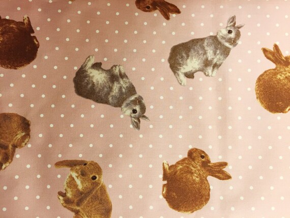 Cotton Fabric 1 Meter Japanese Fabric Rabbit Print By Bis0503