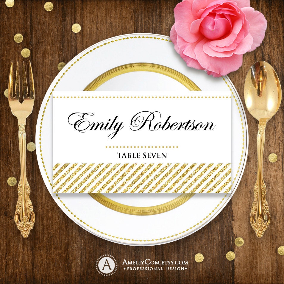 Gold Tent Cards Place Card Printable Template Glam / Gold