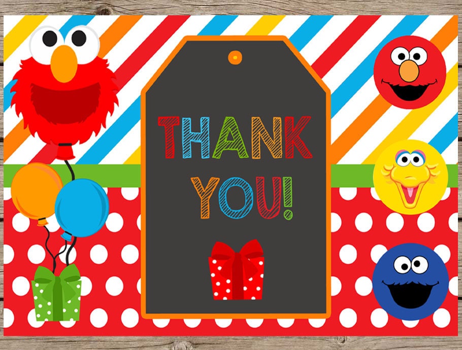 Sesame Street Thank You Card Elmo Thank You by PlayOnWordsArt