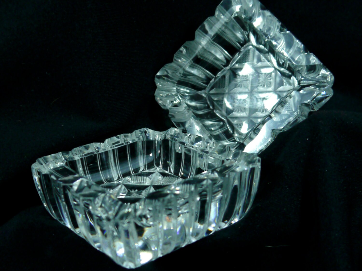 Vintage Lead Crystal Personal Ashtray Geometric Diamond