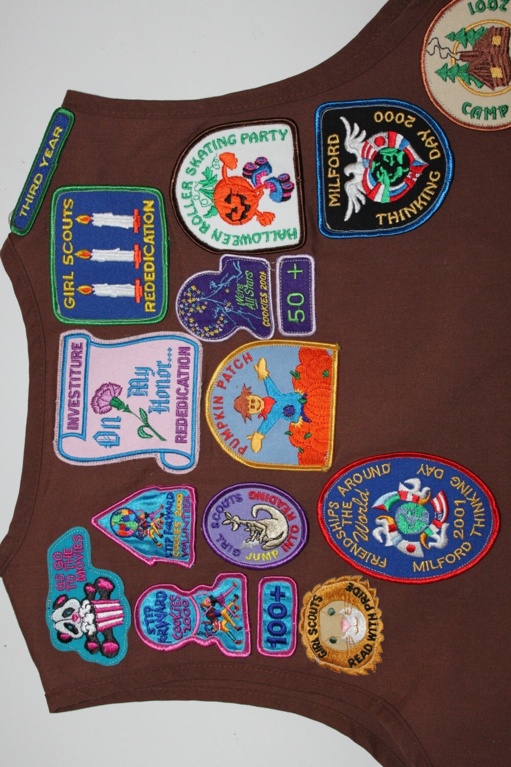 Retro Girl Scouts / Brownie Vest 32 Patches by PeppermintandCocoa